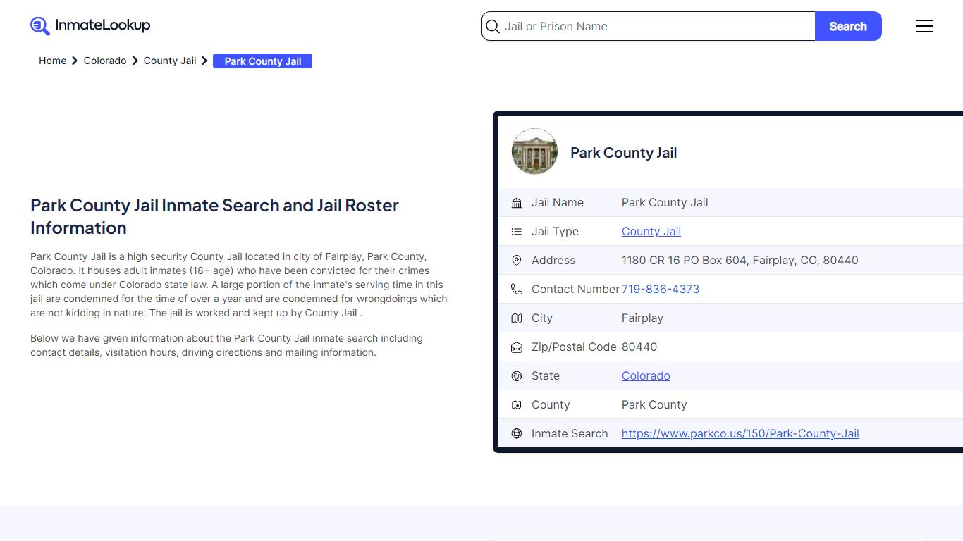 Park County Jail Inmate Search and Jail Roster Information